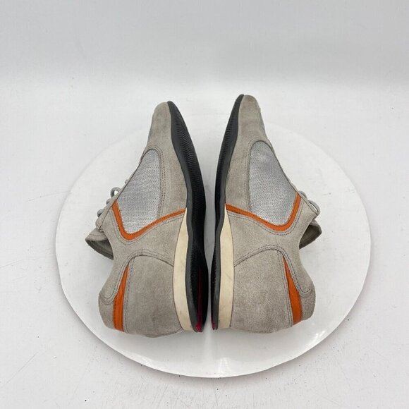 Prada Women Size EU 36.5 US 6.5 Silver Grey Orange Suede Lace Up Shoes - Picture 8 of 14